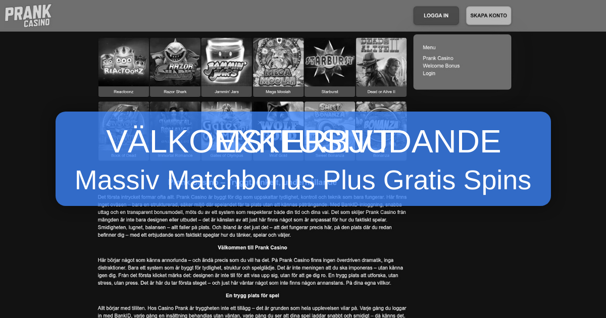 Prank Casino för svenska spelare